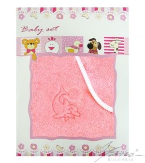 Baby set with embroidery in box rose