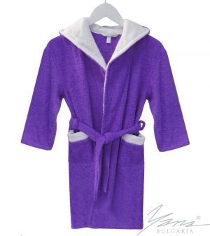 Kids' bathrobe double hood lylac
