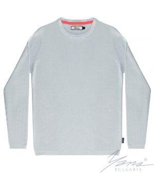 Men's round neck sweater, long sleeves, gray