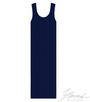Дамска рокля в ластична плетка, тъмно синя
