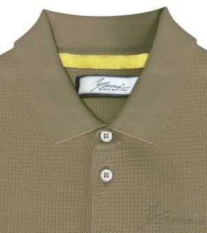 Men's polo collar shirt, short sleeves, khaki