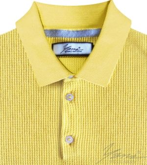 Men's polo collar shirt, short sleeves, yellow
