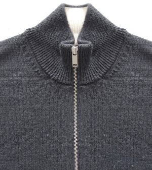 Men's thick wool full zip cardigan sweater in gray