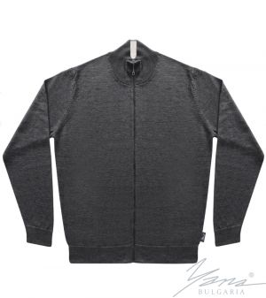 Men's wool full zip cardigan sweater in gray