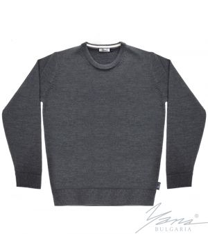 Men's wool round neck sweater in gray