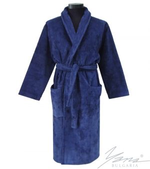 Adult bathrobe Velour blue
