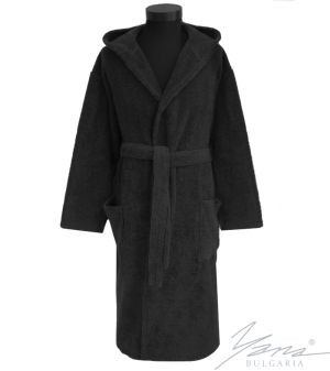 Adult bathrobe Microcotton black