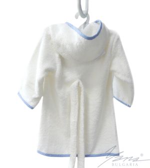 Detský župan Micro bavlna biely s modrým lemom popelín