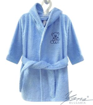 Kids' bathrobe Iva blue with embroidery