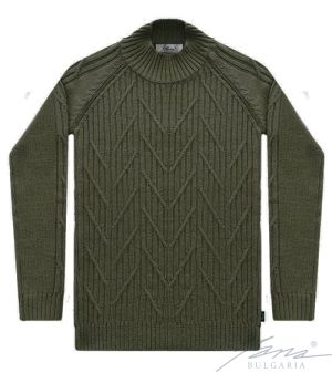 Дамски пуловер с френска яка зелен