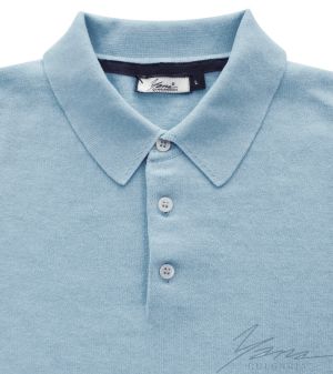 Men's polo collar shirt, short sleeves, light blue