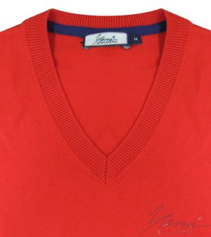 Men's V-neck sweater, long sleeves, red