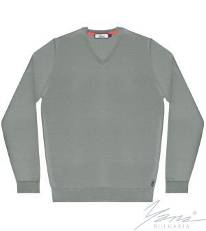 Pánsky sveter s dlhým rukávom s výstrihom do V, sivá
