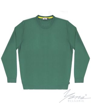 Men's round neck sweater, long sleeves, green
