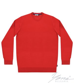 Men's round neck sweater, long sleeves, red