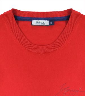 Мъжки пуловер обло деколте, дълъг ръкав, червен