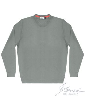 Мъжки пуловер обло деколте, дълъг ръкав, сив