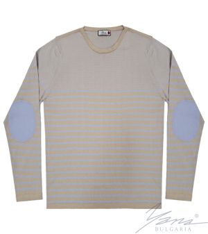 Men's two-tone round neck sweater, beige