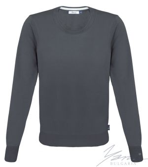 Men's wool round neck sweater in gray