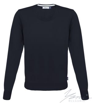 Men's wool round neck sweater in dark blue