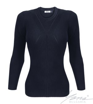 Damenpullover, Halssaum, blau