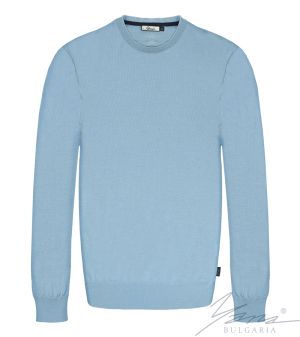 Мъжки пуловер обло деколте, дълъг ръкав, светло син