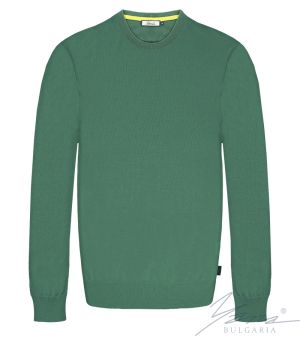 Мъжки пуловер обло деколте, дълъг ръкав, зелен