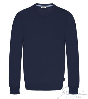 Мъжки пуловер обло деколте, дълъг ръкав, тъмно син