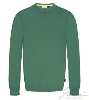 Мъжки пуловер обло деколте, дълъг ръкав, зелен