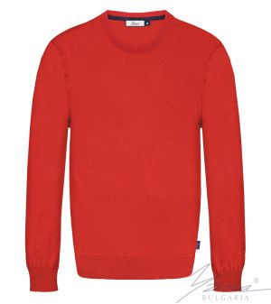 Мъжки пуловер обло деколте, дълъг ръкав, червен