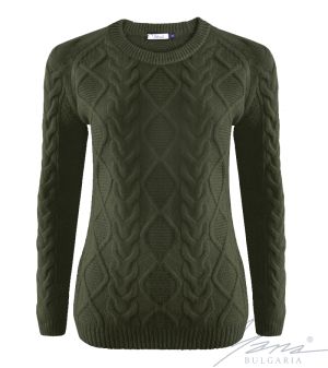Дамски пуловер бие зелен