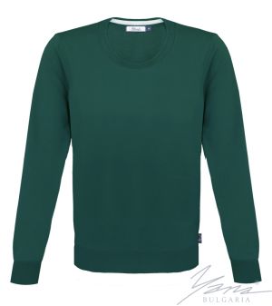 Мъжки тънък вълнен пуловер обло деколте петрол