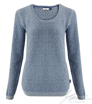 Дамски пуловер бие син / св. сив