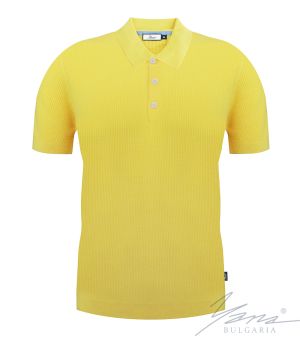 Men's polo collar shirt, short sleeves, yellow