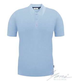 Мъжка риза поло яка, къс ръкав, светло синя 