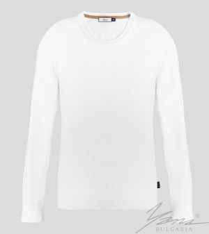 Дамски втален пуловер "О" деколте бял