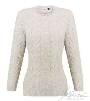 Damenpullover, Halssaum, beige